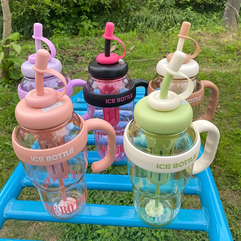 1200ML Large Capacity Sports Water Bottles Cute Portable Straw Cup Water Bottle for Couple Outdoor Sport Travel Fitness Drinking Bottle with infuser