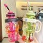 1200ML Large Capacity Sports Water Bottles Cute Portable Straw Cup Water Bottle for Couple Outdoor Sport Travel Fitness Drinking Bottle with infuser