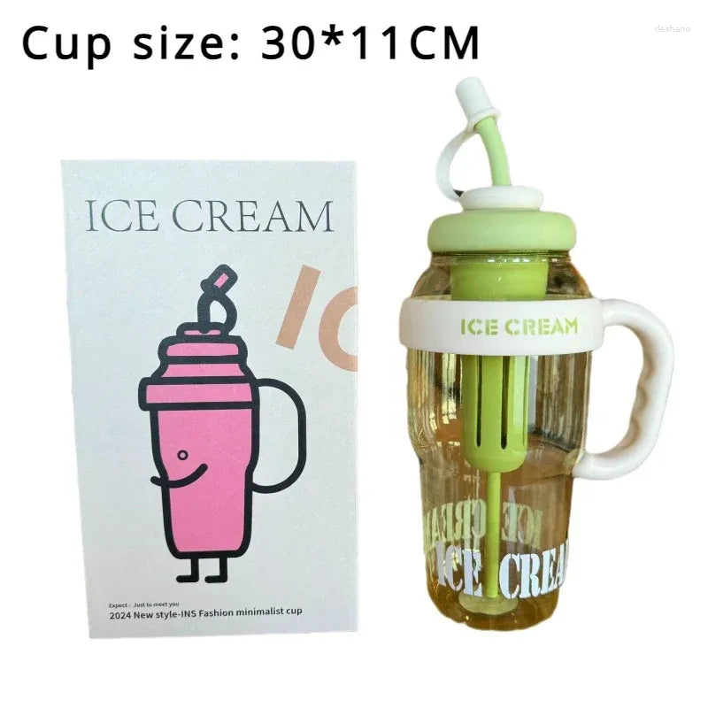 1200ML Large Capacity Sports Water Bottles Cute Portable Straw Cup Water Bottle for Couple Outdoor Sport Travel Fitness Drinking Bottle with infuser