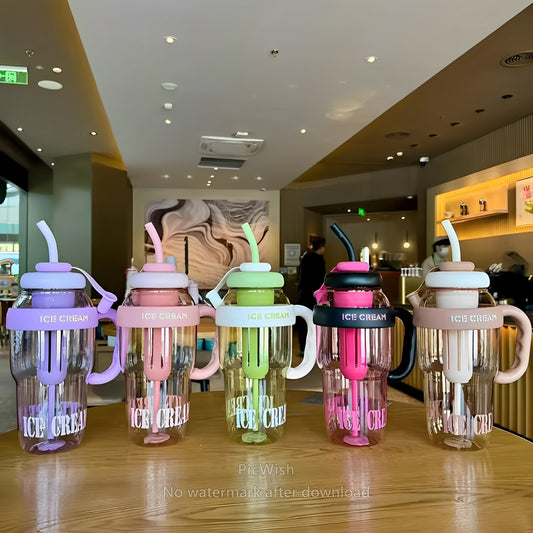 1200ML Large Capacity Sports Water Bottles Cute Portable Straw Cup Water Bottle for Couple Outdoor Sport Travel Fitness Drinking Bottle with infuser