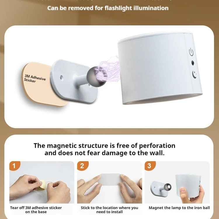 Wireless spotlight, magnetic suction bedside reading light