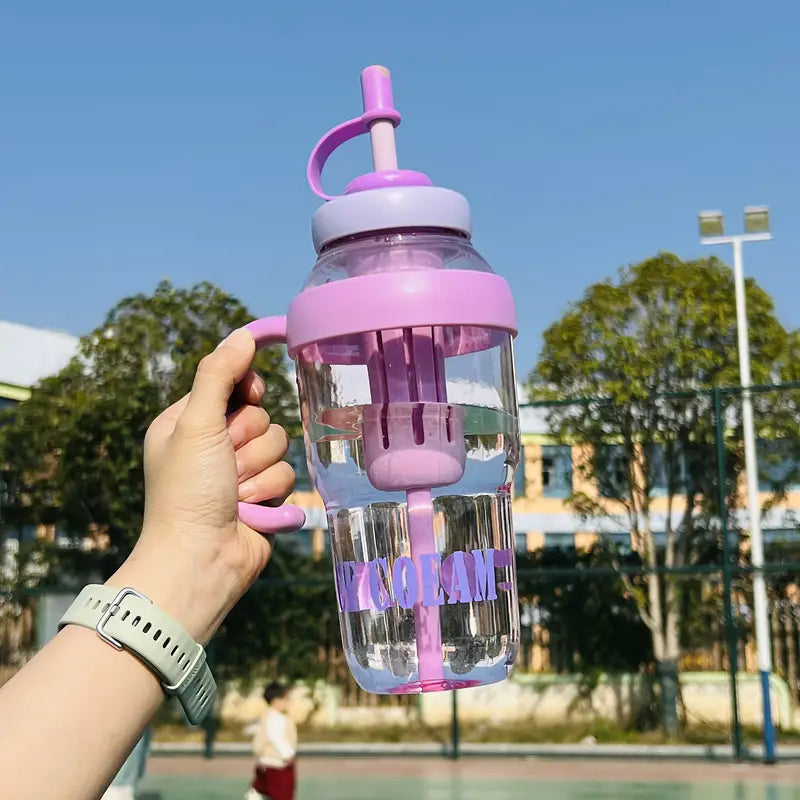 1200ML Large Capacity Sports Water Bottles Cute Portable Straw Cup Water Bottle for Couple Outdoor Sport Travel Fitness Drinking Bottle with infuser