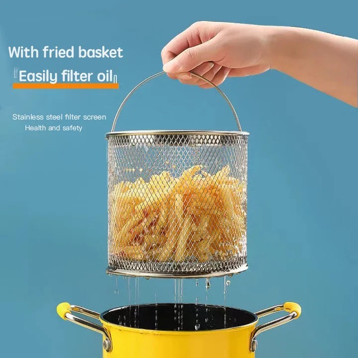 Mini Deep Frying Strainer Pot, Multifunctional Household Deep Frying Pan, Non Stick Mini Small Oil Frying Pot