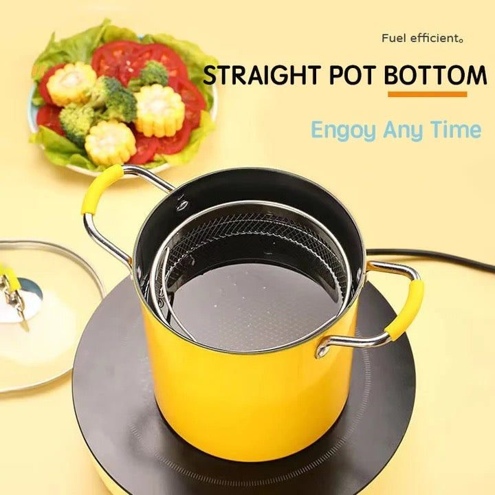 Mini Deep Frying Strainer Pot, Multifunctional Household Deep Frying Pan, Non Stick Mini Small Oil Frying Pot