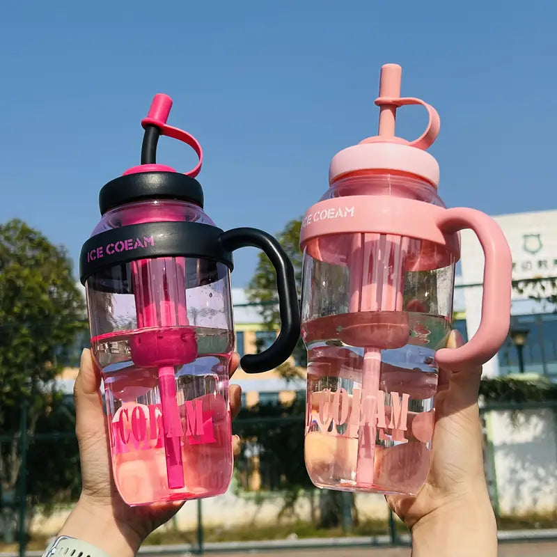 1200ML Large Capacity Sports Water Bottles Cute Portable Straw Cup Water Bottle for Couple Outdoor Sport Travel Fitness Drinking Bottle with infuser