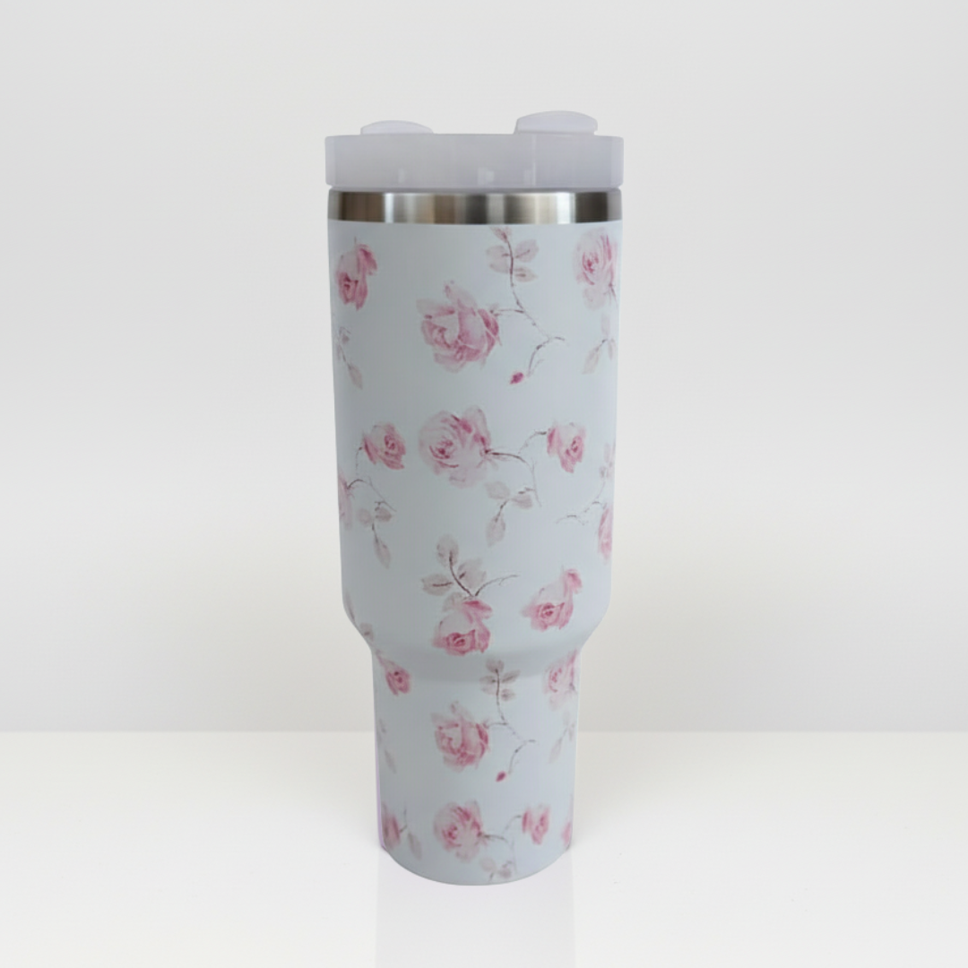 Girls-Themed 40 oz Insulated Tumblers with Straw & Handle