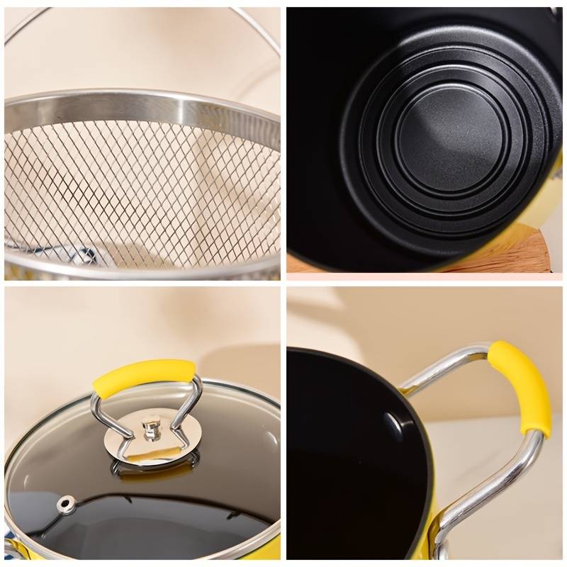 Mini Deep Frying Strainer Pot, Multifunctional Household Deep Frying Pan, Non Stick Mini Small Oil Frying Pot