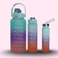 Set of 3 Motivational Water Bottles with Time Markers – BPA Free, Leakproof, Large & Portable