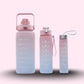 Set of 3 Motivational Water Bottles with Time Markers – BPA Free, Leakproof, Large & Portable